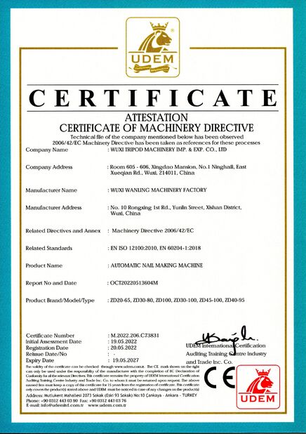 Çin Wuxi Tripod Machinery Imp. & Exp. Co., Ltd. Sertifikalar