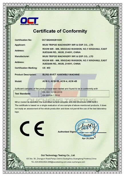 Çin Wuxi Tripod Machinery Imp. & Exp. Co., Ltd. Sertifikalar